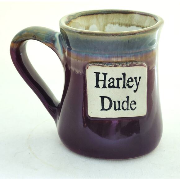 MUG/CUP-Stoneware-Drip Glaze-"Harley Dude"-Harley Davidson-Holds 2 cups - Picture 1 of 9